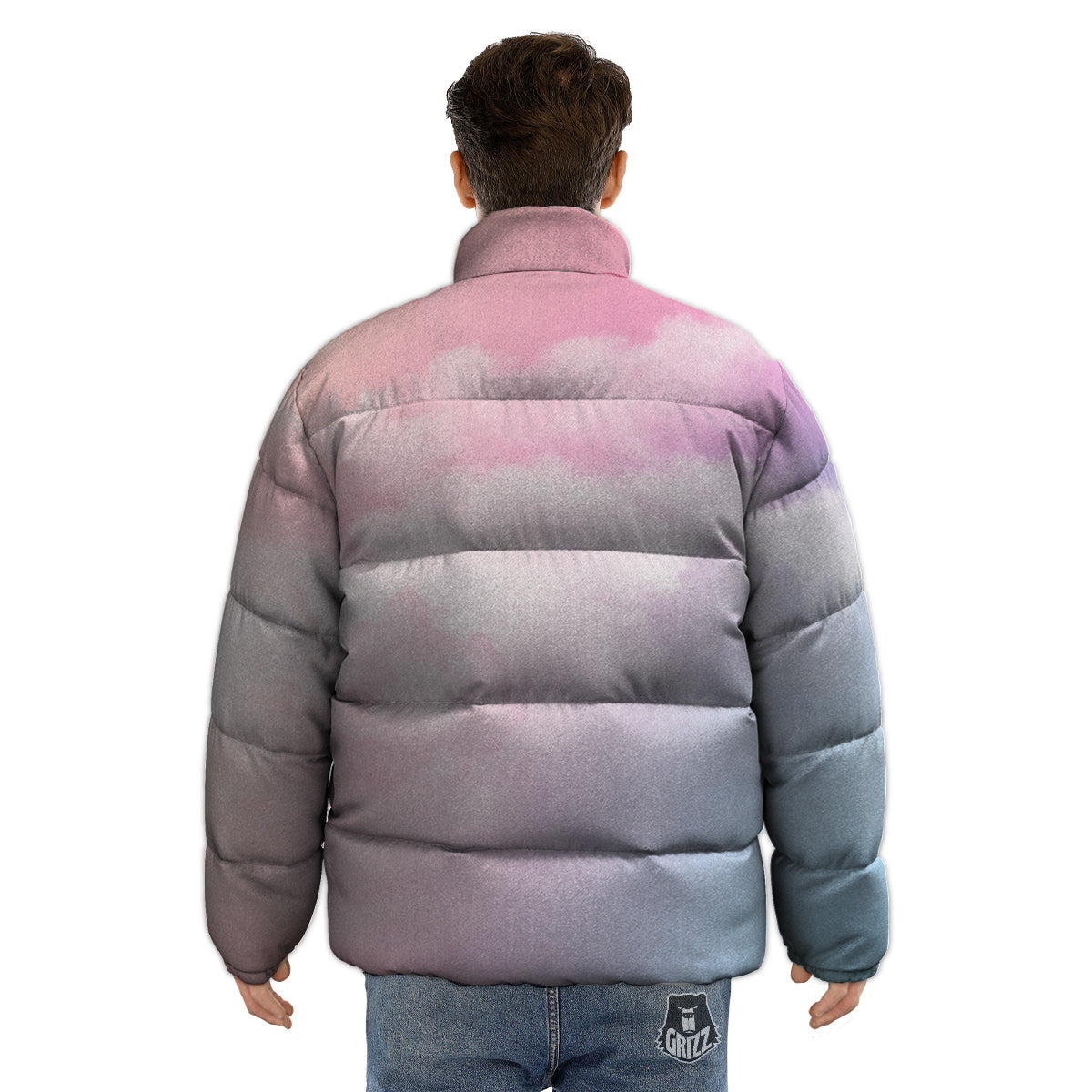 Cloud Coloful Print Puffer Jacket-grizzshop