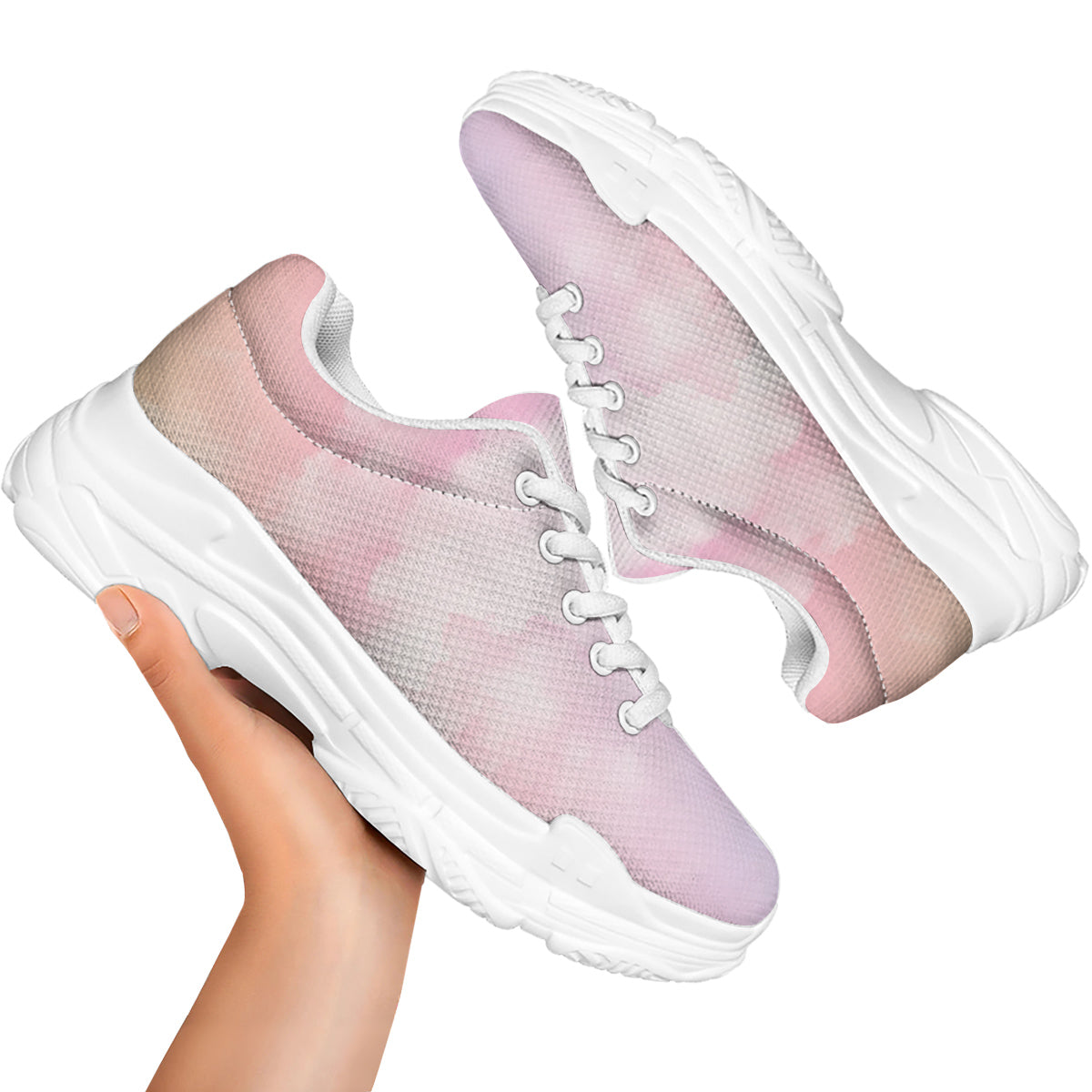 Cloud Coloful Print White Chunky Shoes-grizzshop