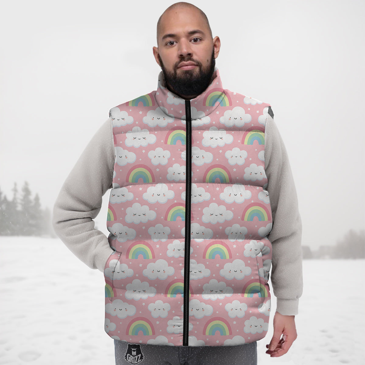 Cloud Cute Print Pattern Down Vest