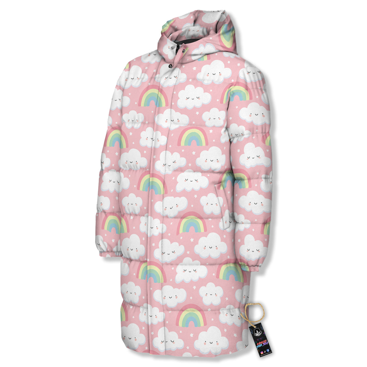 Cloud Cute Print Pattern Long Down Jacket-grizzshop