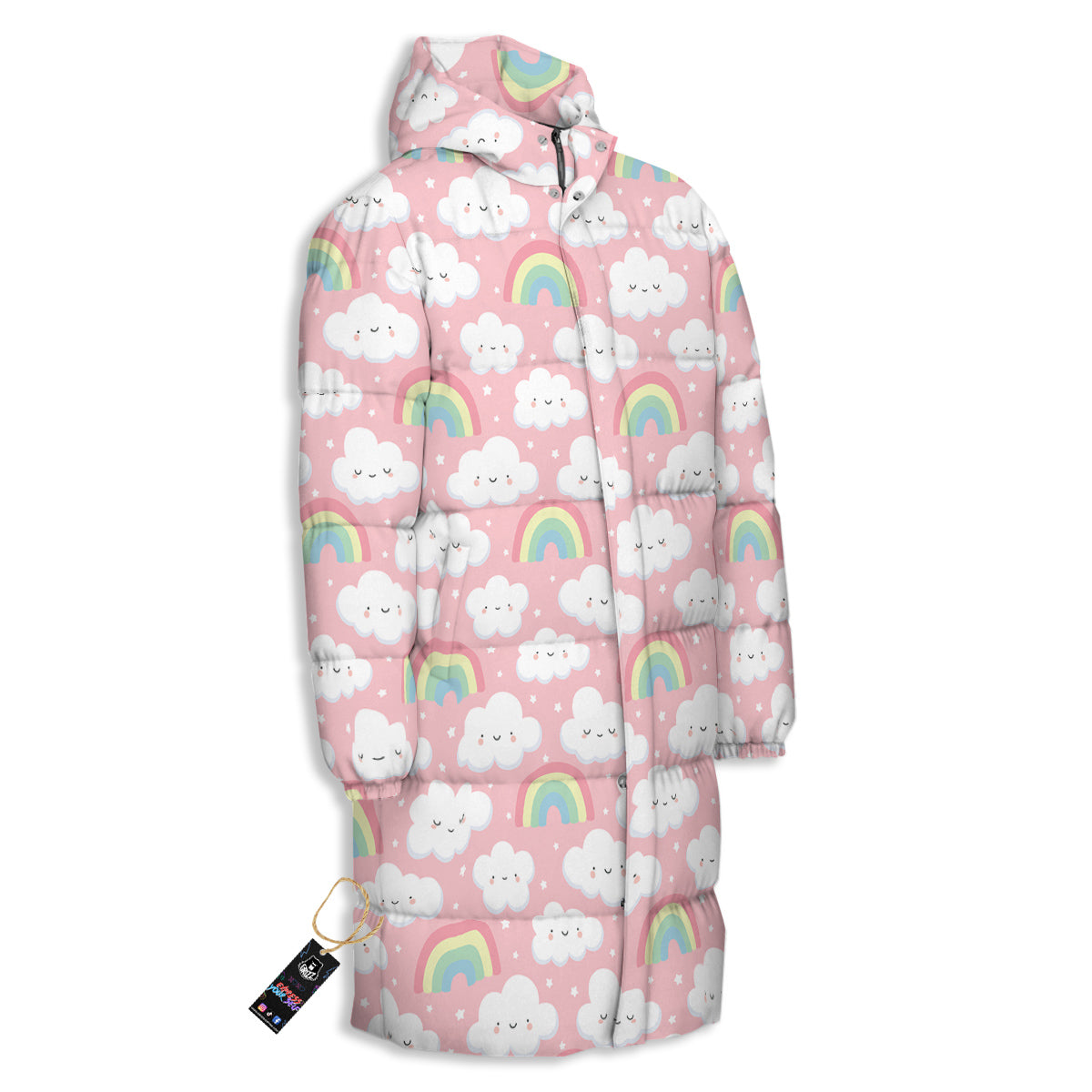 Cloud Cute Print Pattern Long Down Jacket-grizzshop