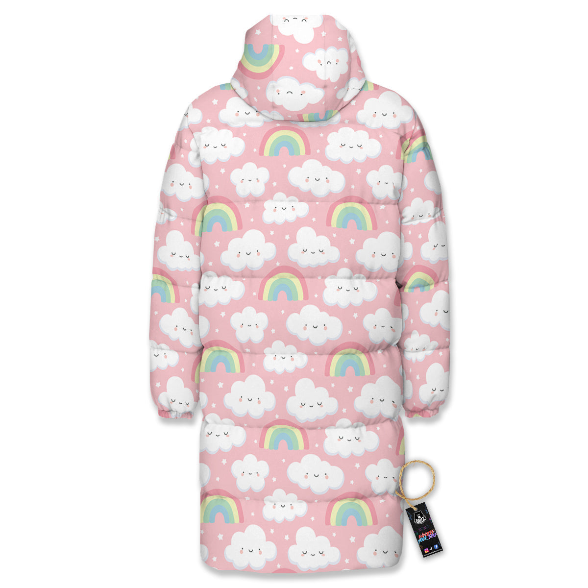 Cloud Cute Print Pattern Long Down Jacket-grizzshop