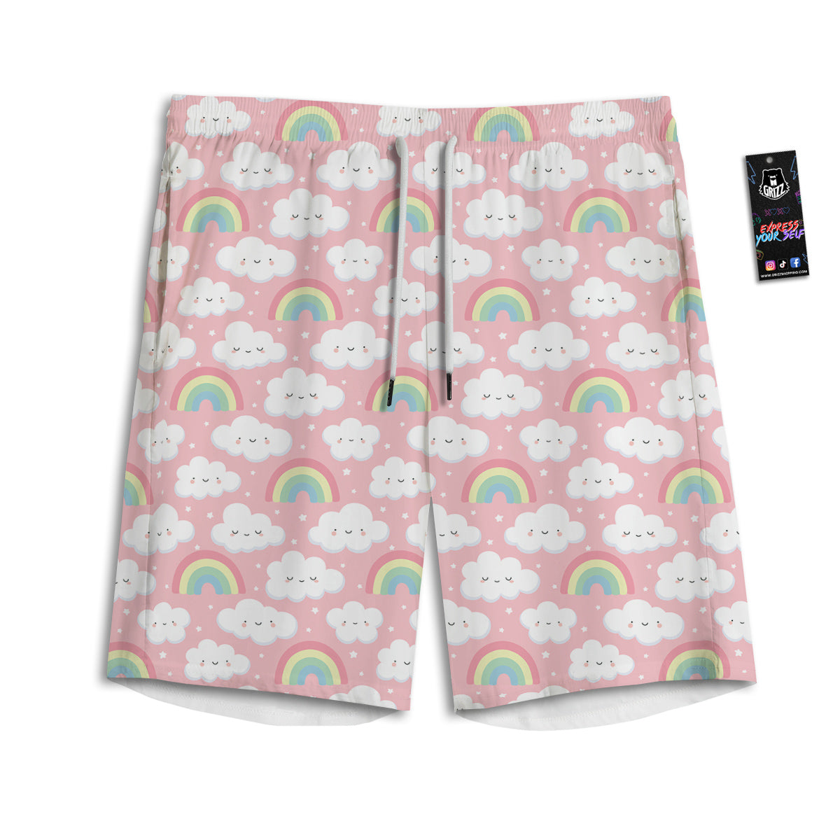Cloud Cute Print Pattern Men's Athletic Shorts-grizzshop