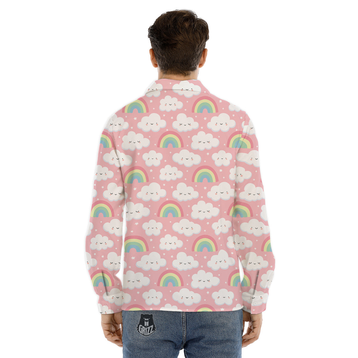 Cloud Cute Print Pattern Men's Dress Shirts-grizzshop