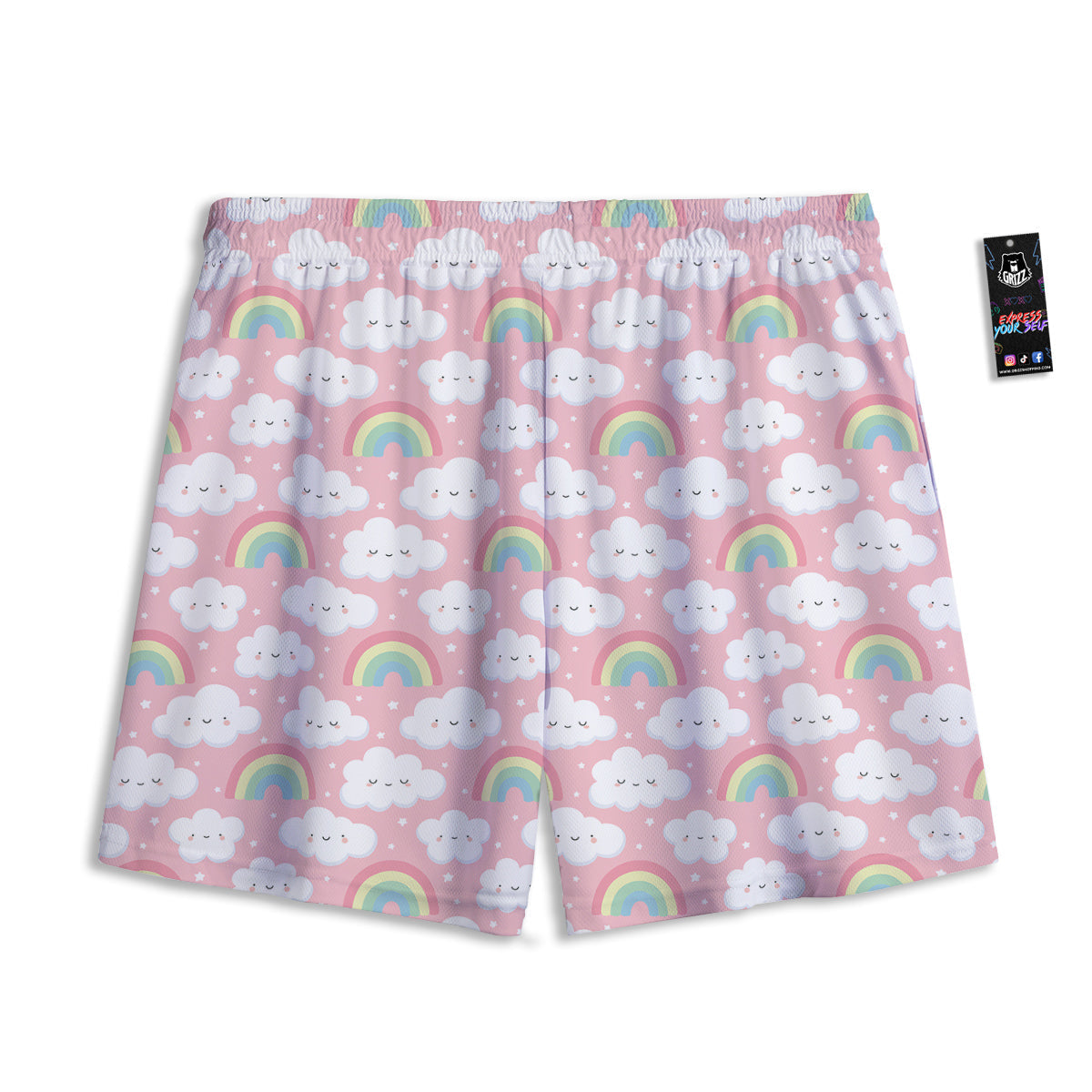 Cloud Cute Print Pattern Mesh Shorts-grizzshop