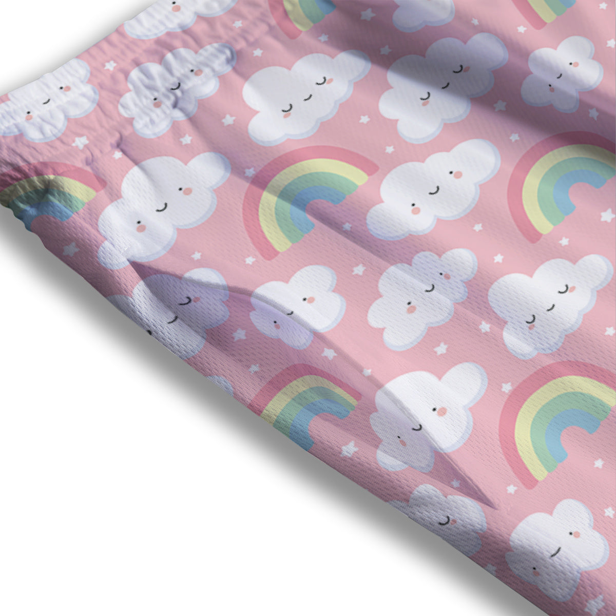 Cloud Cute Print Pattern Mesh Shorts-grizzshop