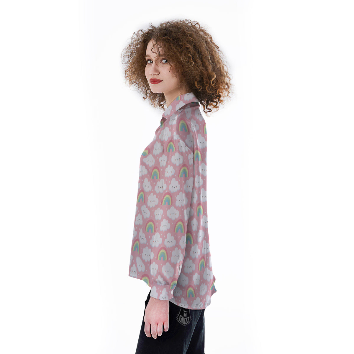 Cloud Cute Print Pattern Women's Long Sleeve Shirts-grizzshop