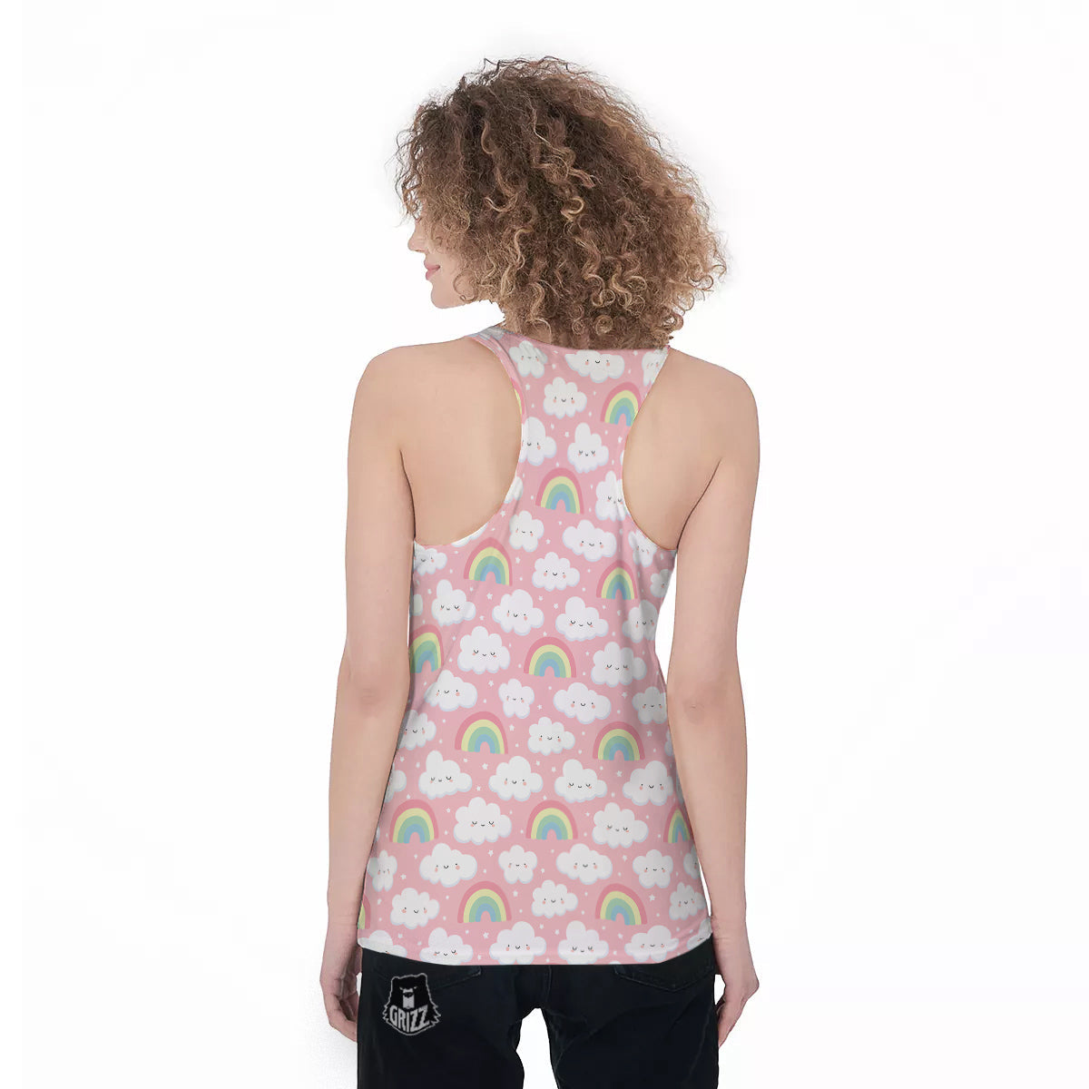 Cloud Cute Print Pattern Women's Racerback Tank Top-grizzshop