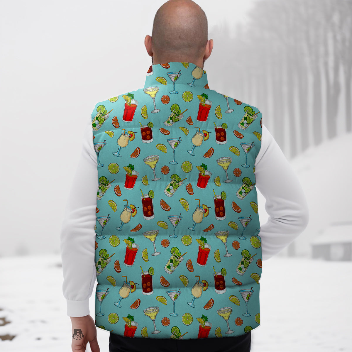 Cloud Hot Air Balloon Pattern Print Down Vest