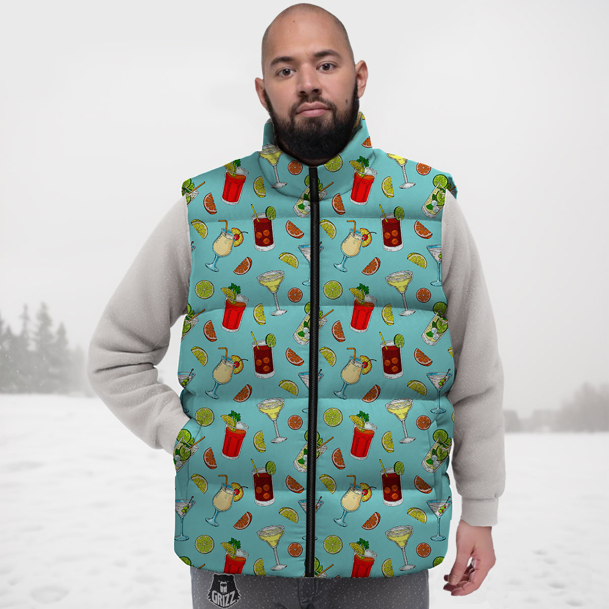 Cloud Hot Air Balloon Pattern Print Down Vest