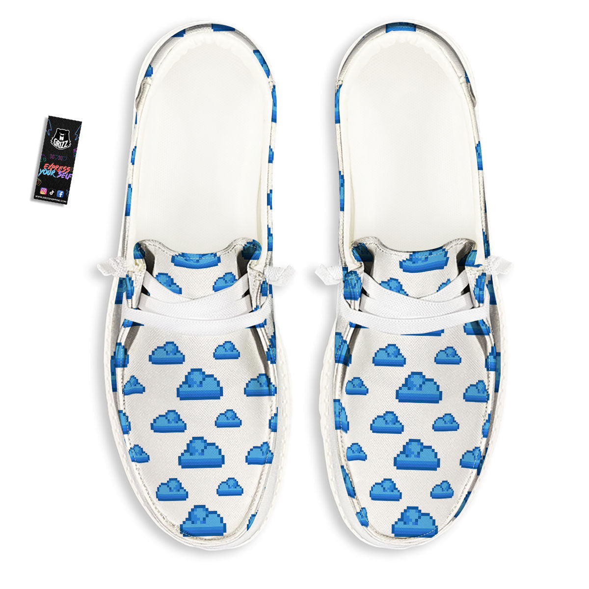 Cloud Pixel Print Pattern Black Loafers-grizzshop
