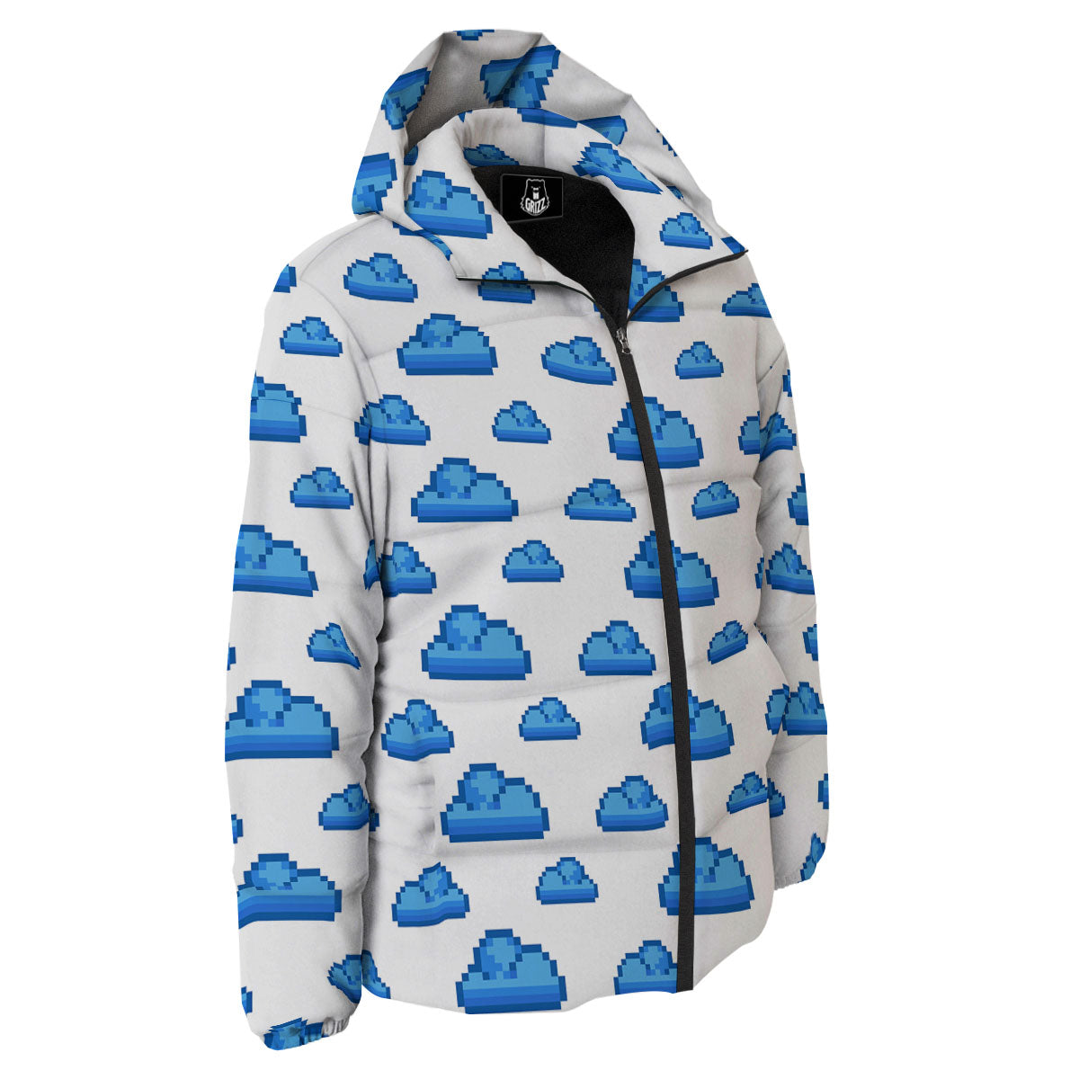 Cloud Pixel Print Pattern Down Jacket-grizzshop