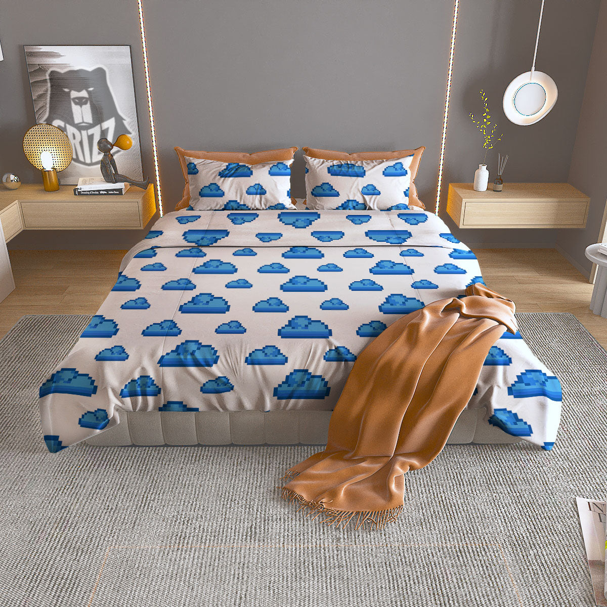 Checkered Yellow And Black Print Pattern Duvet Cover Bedding Set