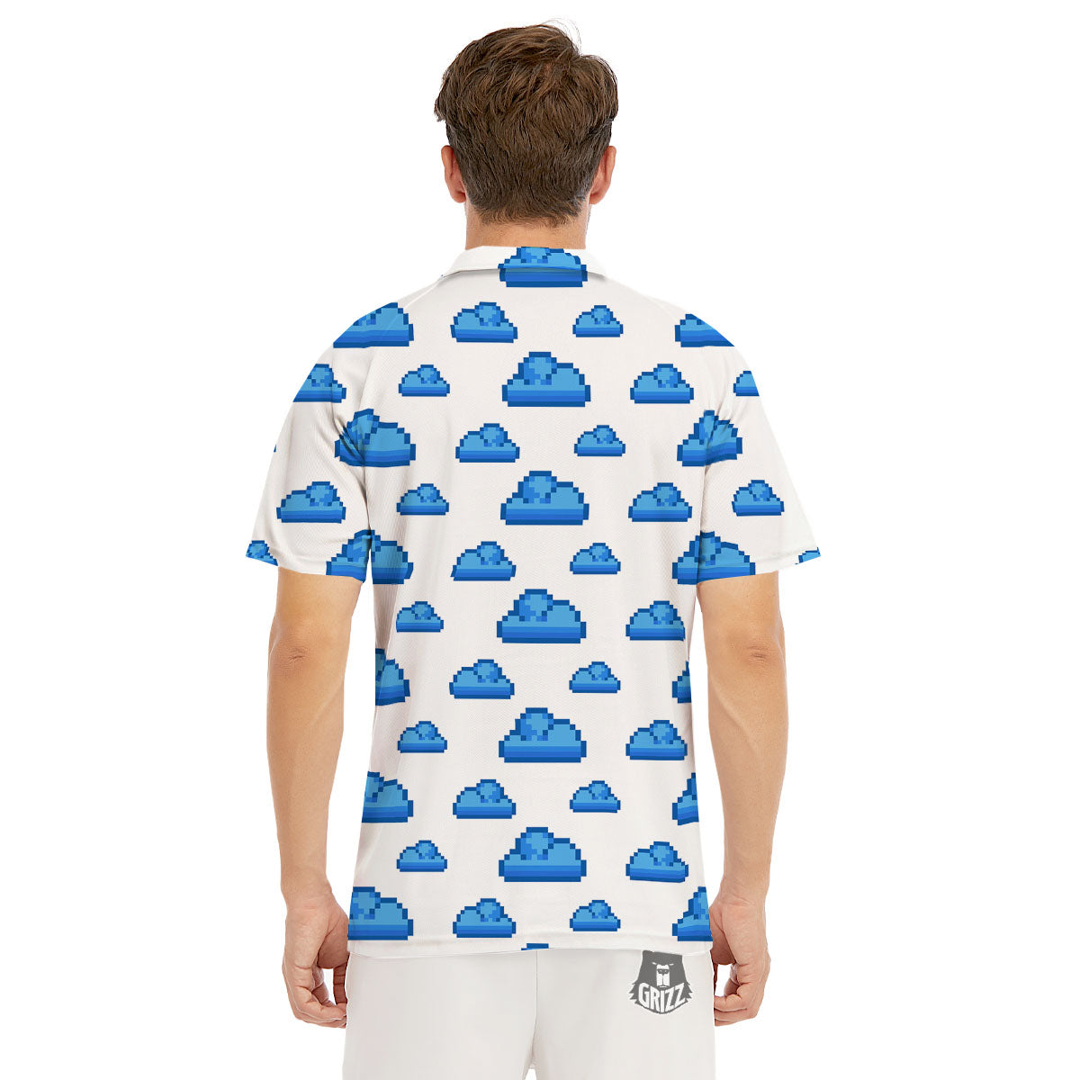 Cloud Pixel Print Pattern Men's Golf Shirts-grizzshop