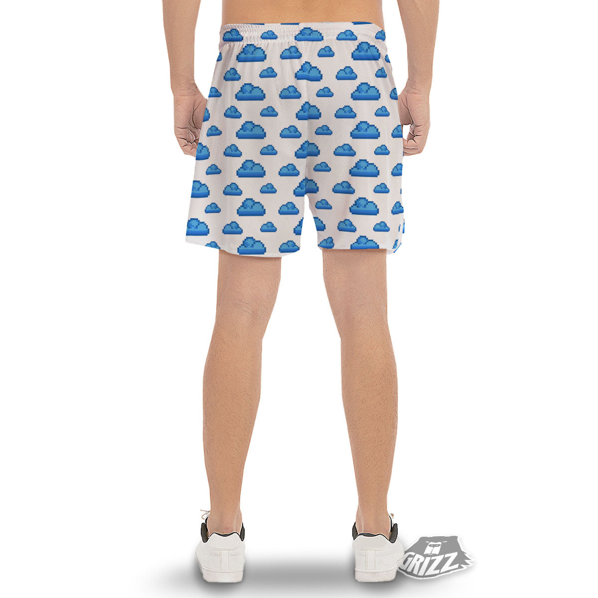 Cloud Pixel Print Pattern Men's Gym Shorts-grizzshop