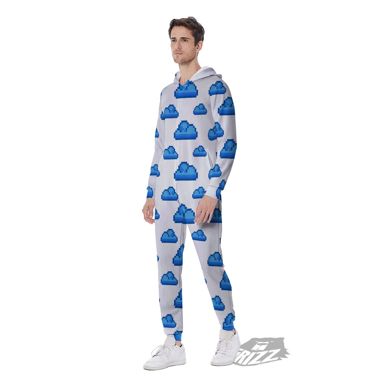 Cloud Pixel Print Pattern Men's Jumpsuit-grizzshop