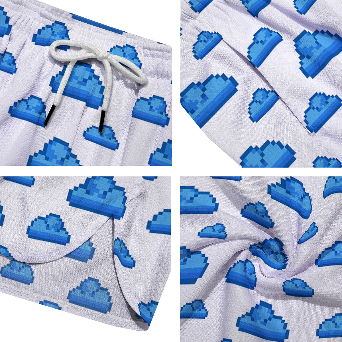 Cloud Pixel Print Pattern Men's Running Shorts-grizzshop