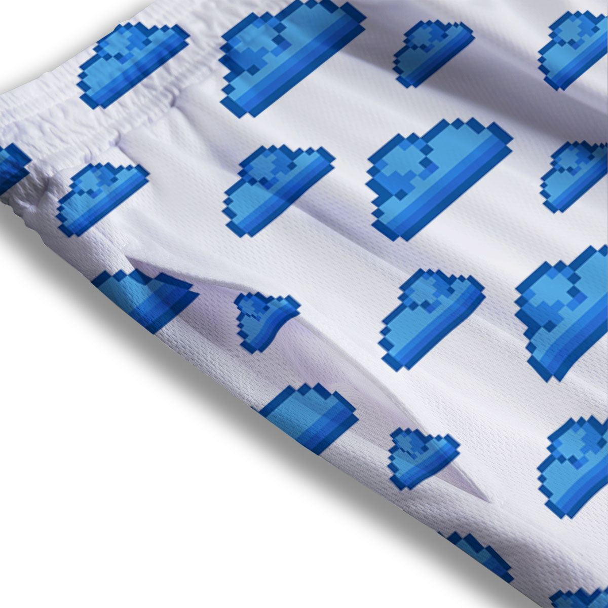 Cloud Pixel Print Pattern Mesh Shorts