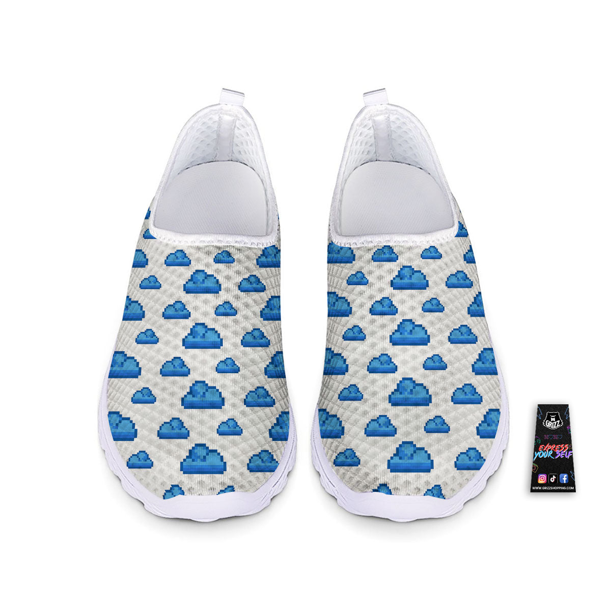 Cloud Pixel Print Pattern Nurse Shoes-grizzshop