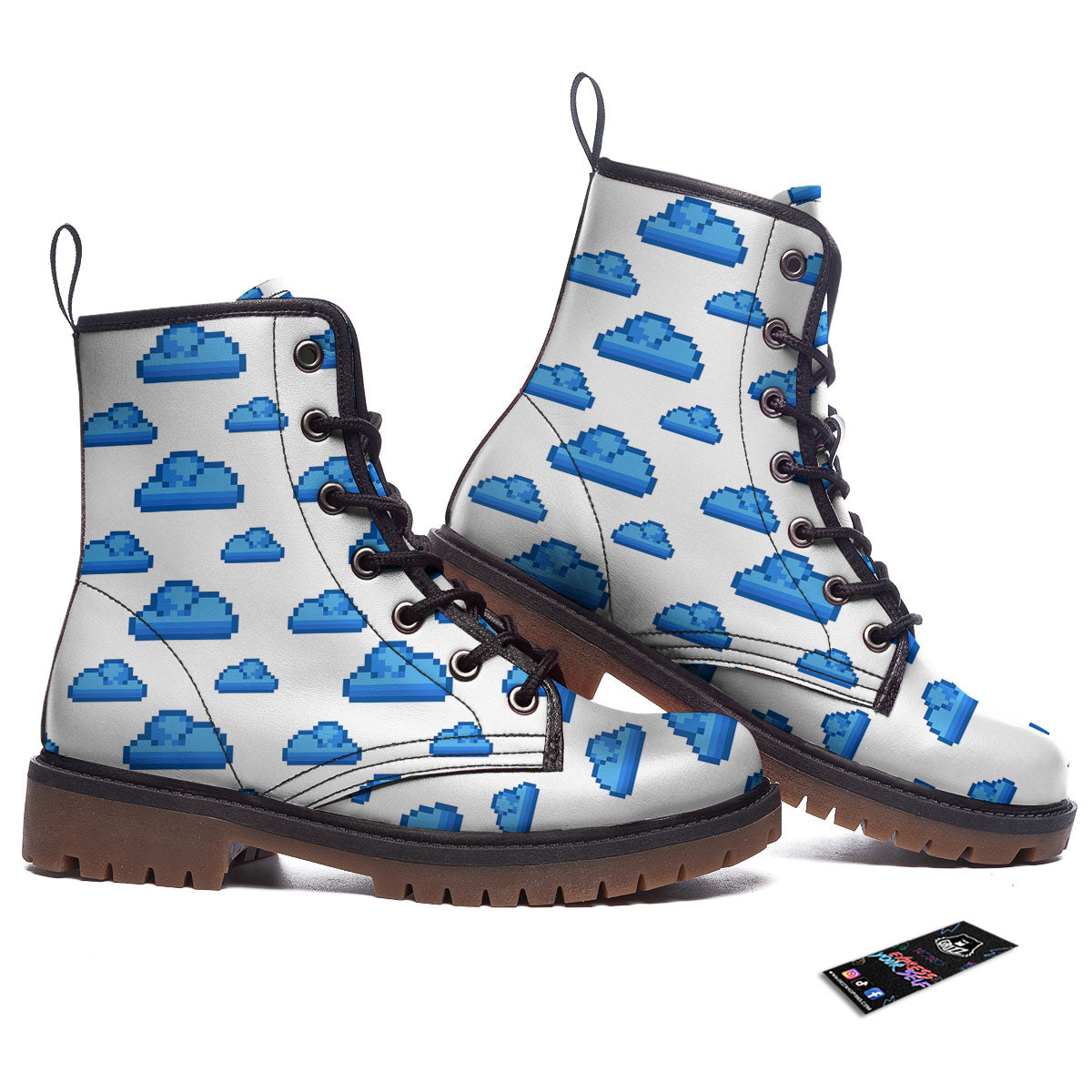 Cloud Pixel Print Pattern Work Boots-grizzshop