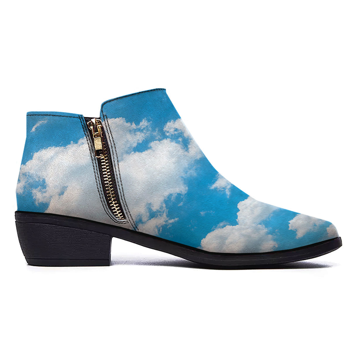 Cloud Sky Print Ankle Boots-grizzshop