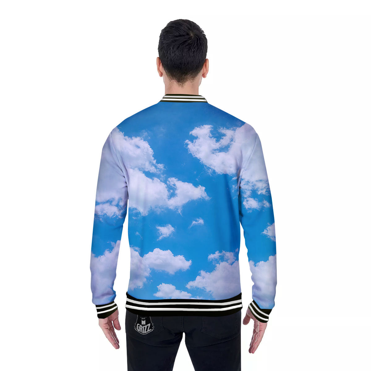 Cloud Sky Print Baseball Jacket-grizzshop