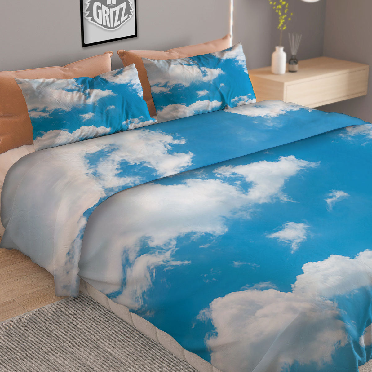 Cloud Sky Print Duvet Cover Bedding Set-grizzshop