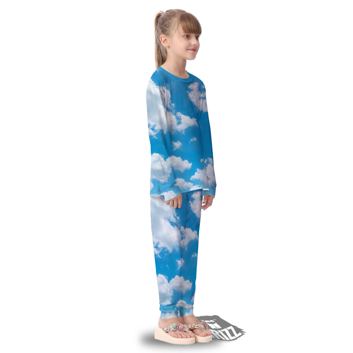 Cloud Sky Print Kid's Pajamas-grizzshop