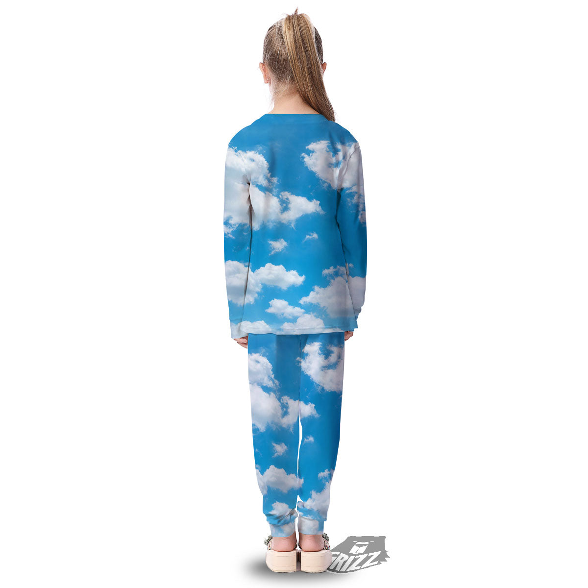 Cloud Sky Print Kid's Pajamas-grizzshop