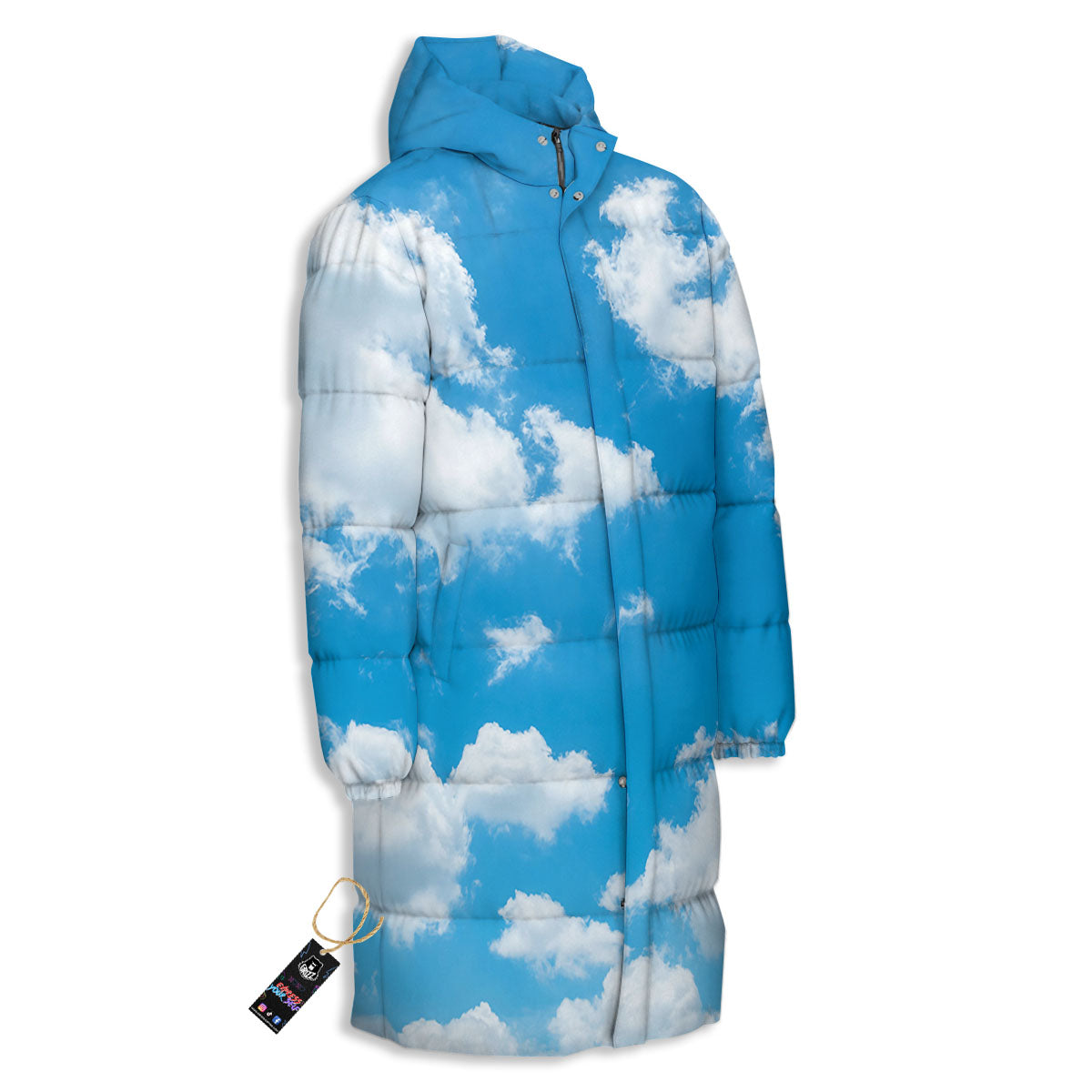 Cloud Sky Print Long Down Jacket-grizzshop
