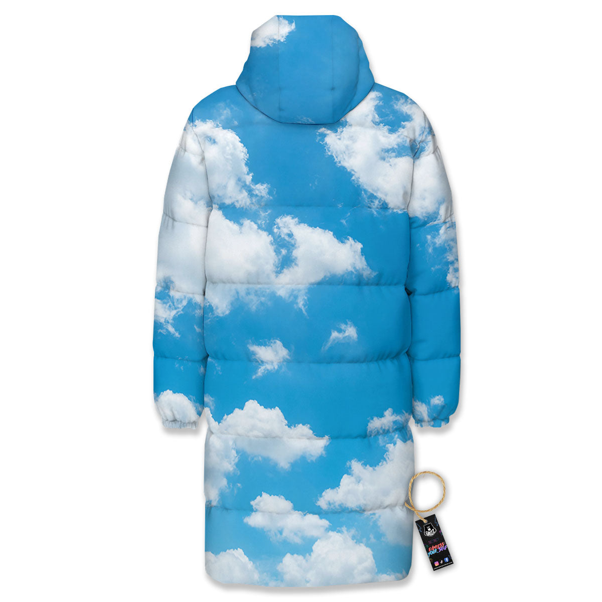 Cloud Sky Print Long Down Jacket-grizzshop