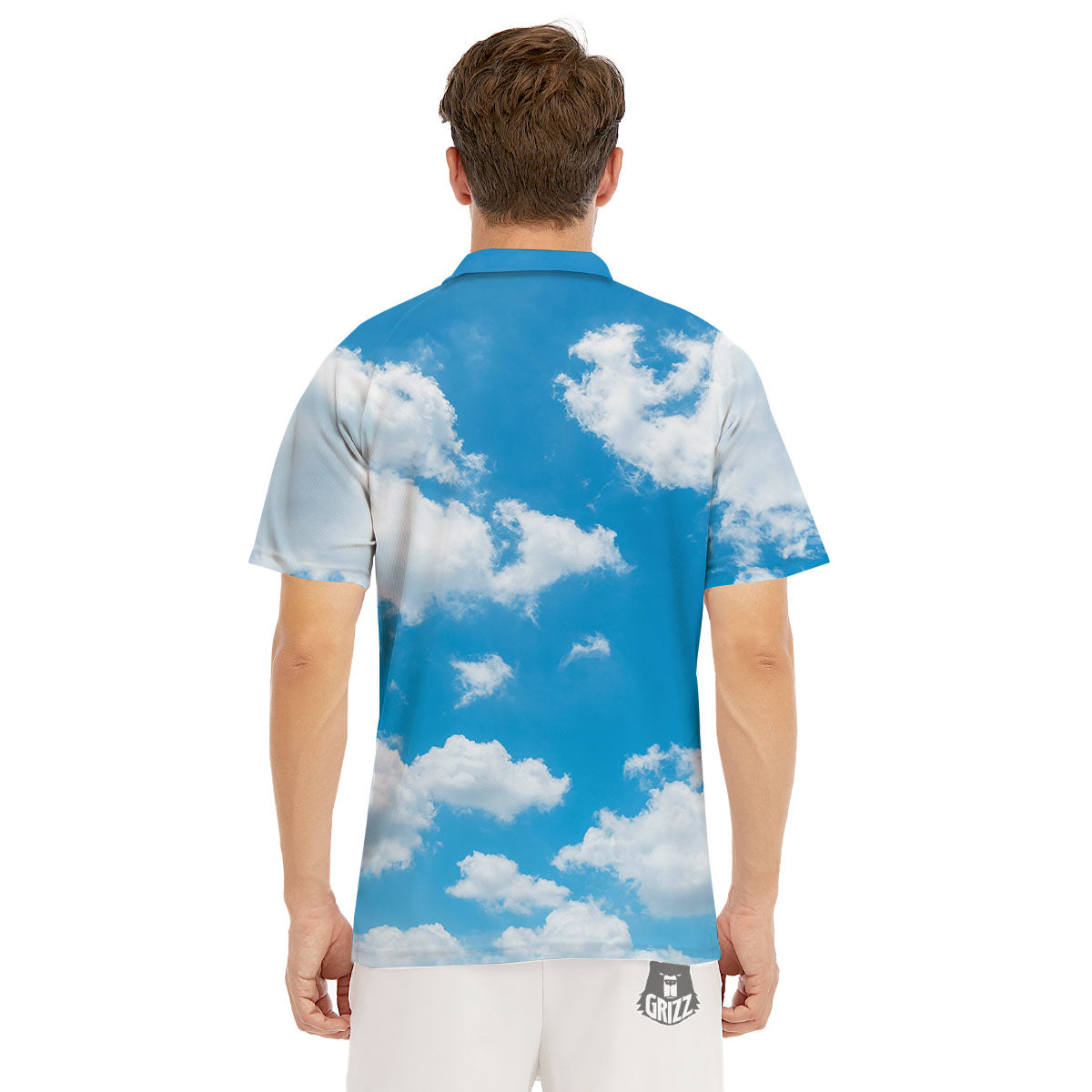 Cloud Sky Print Men's Golf Shirts-grizzshop