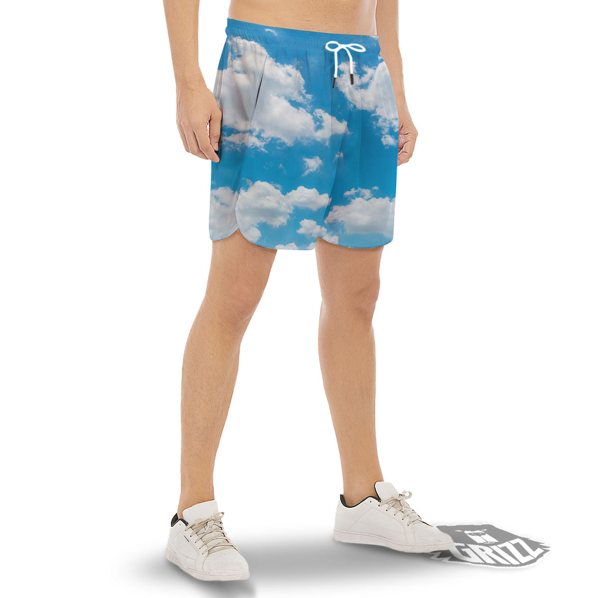 Cloud Sky Print Men's Gym Shorts-grizzshop