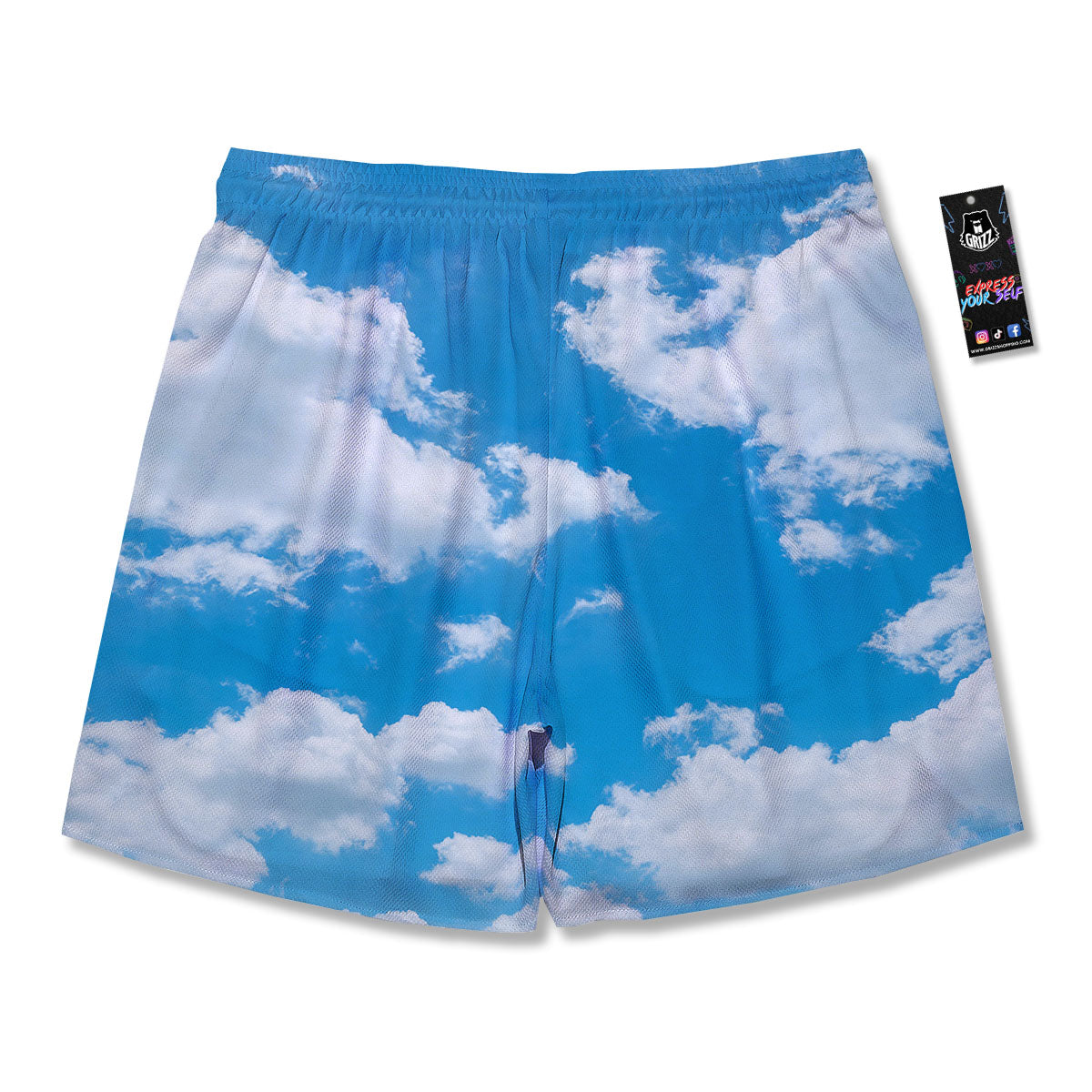 Cloud Sky Print Men's Running Shorts-grizzshop