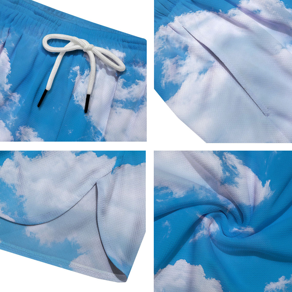 Cloud Sky Print Men's Running Shorts-grizzshop