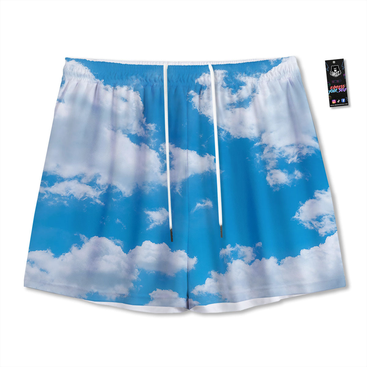 Cloud Sky Print Mesh Shorts-grizzshop