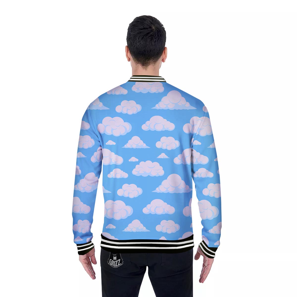 Cloud Sky Print Pattern Baseball Jacket-grizzshop