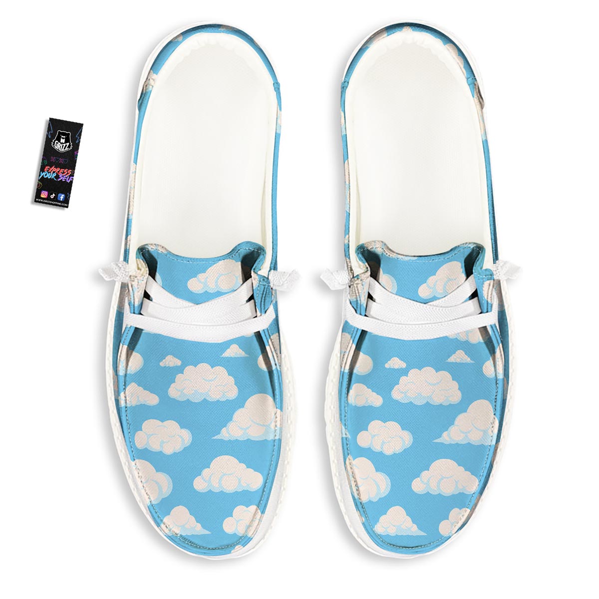 Cloud Sky Print Pattern Black Loafers-grizzshop