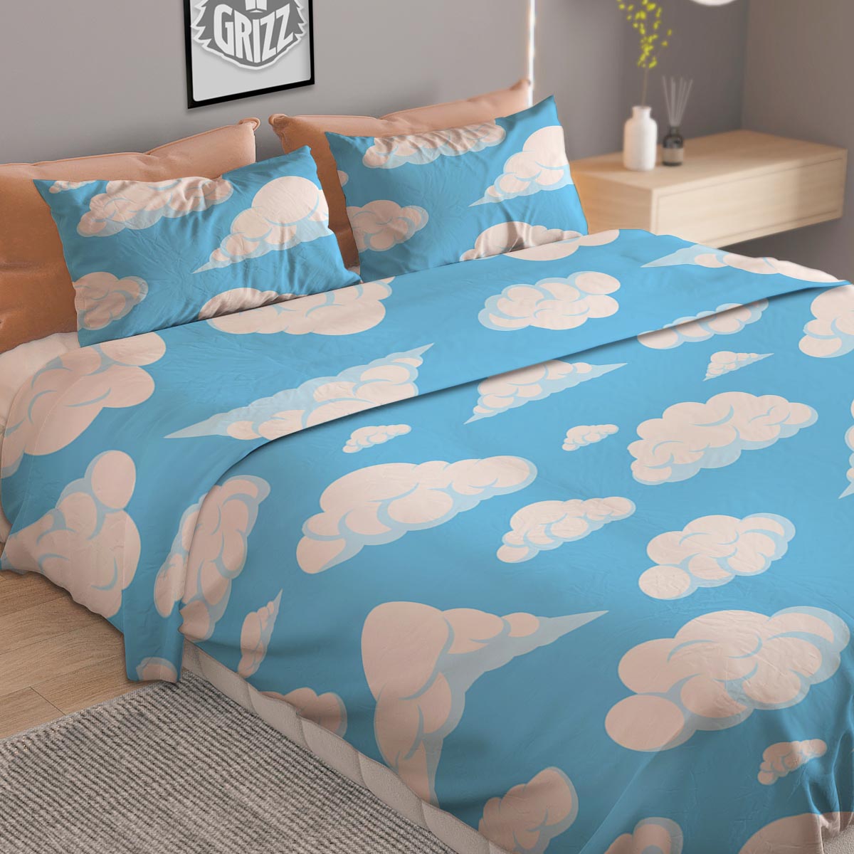 Cloud Sky Print Pattern Duvet Cover Bedding Set-grizzshop