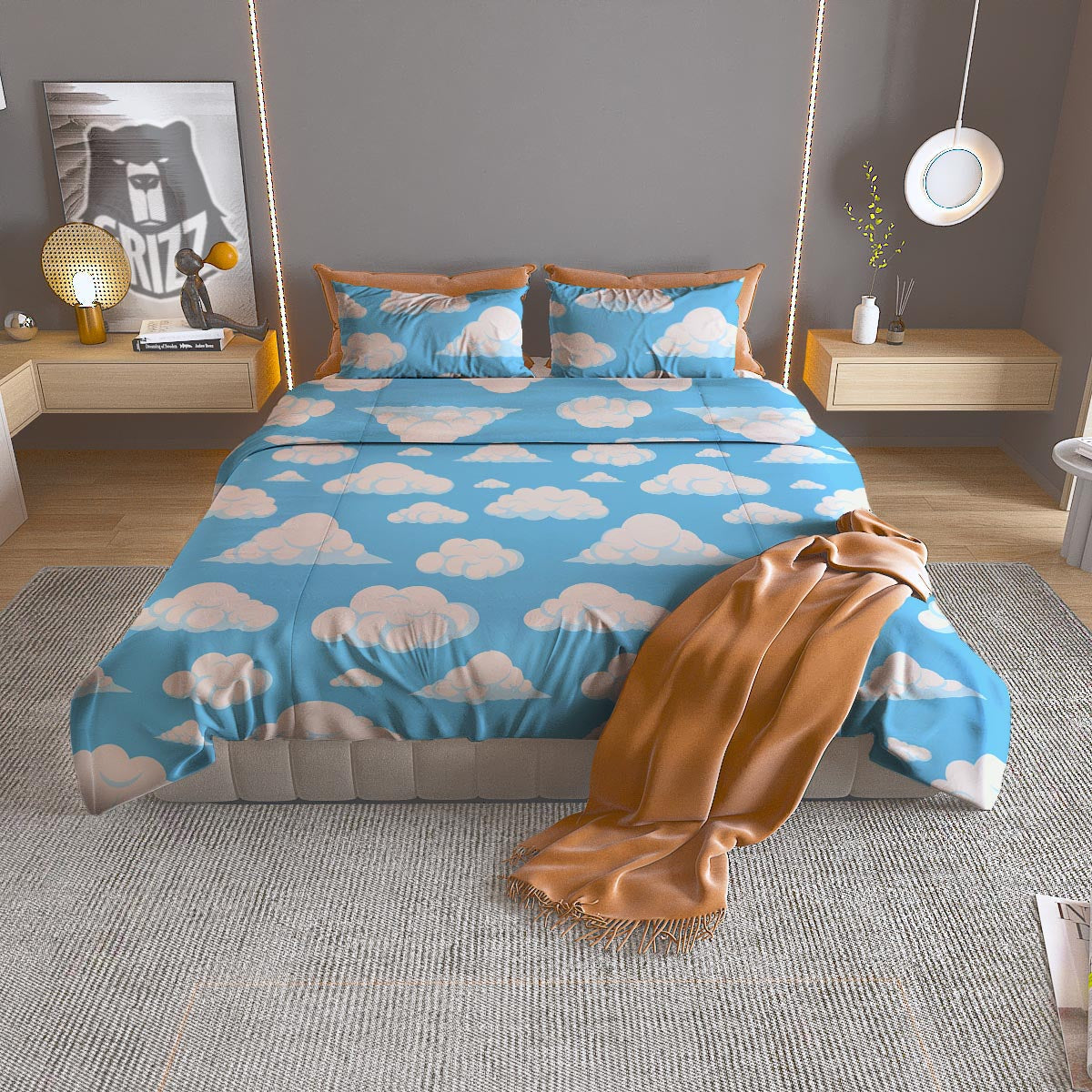 Cloud Sky Print Pattern Duvet Cover Bedding Set-grizzshop