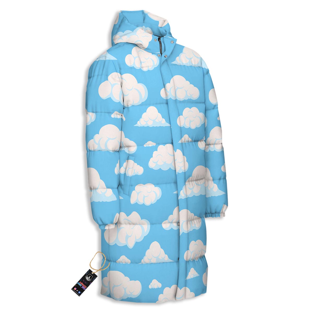 Cloud Sky Print Pattern Long Down Jacket-grizzshop