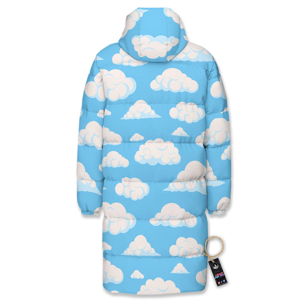 Cloud Sky Print Pattern Long Down Jacket-grizzshop