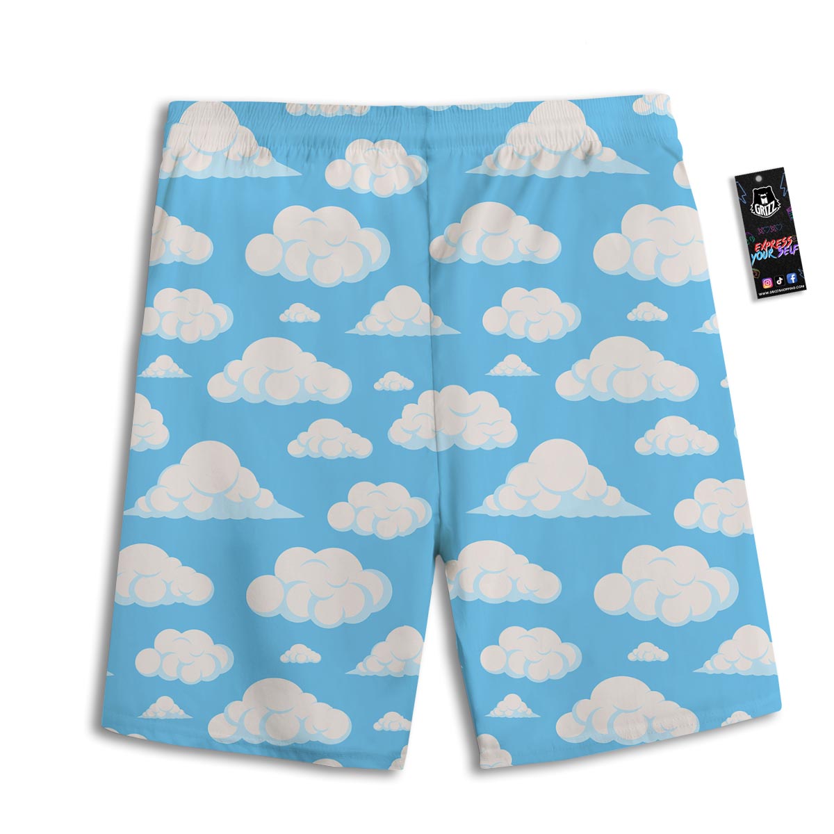 Cloud Sky Print Pattern Men's Athletic Shorts-grizzshop