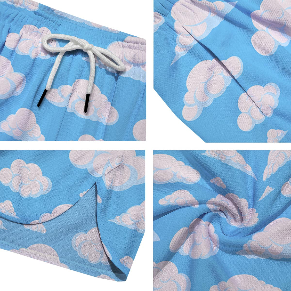 Cloud Sky Print Pattern Men's Running Shorts-grizzshop