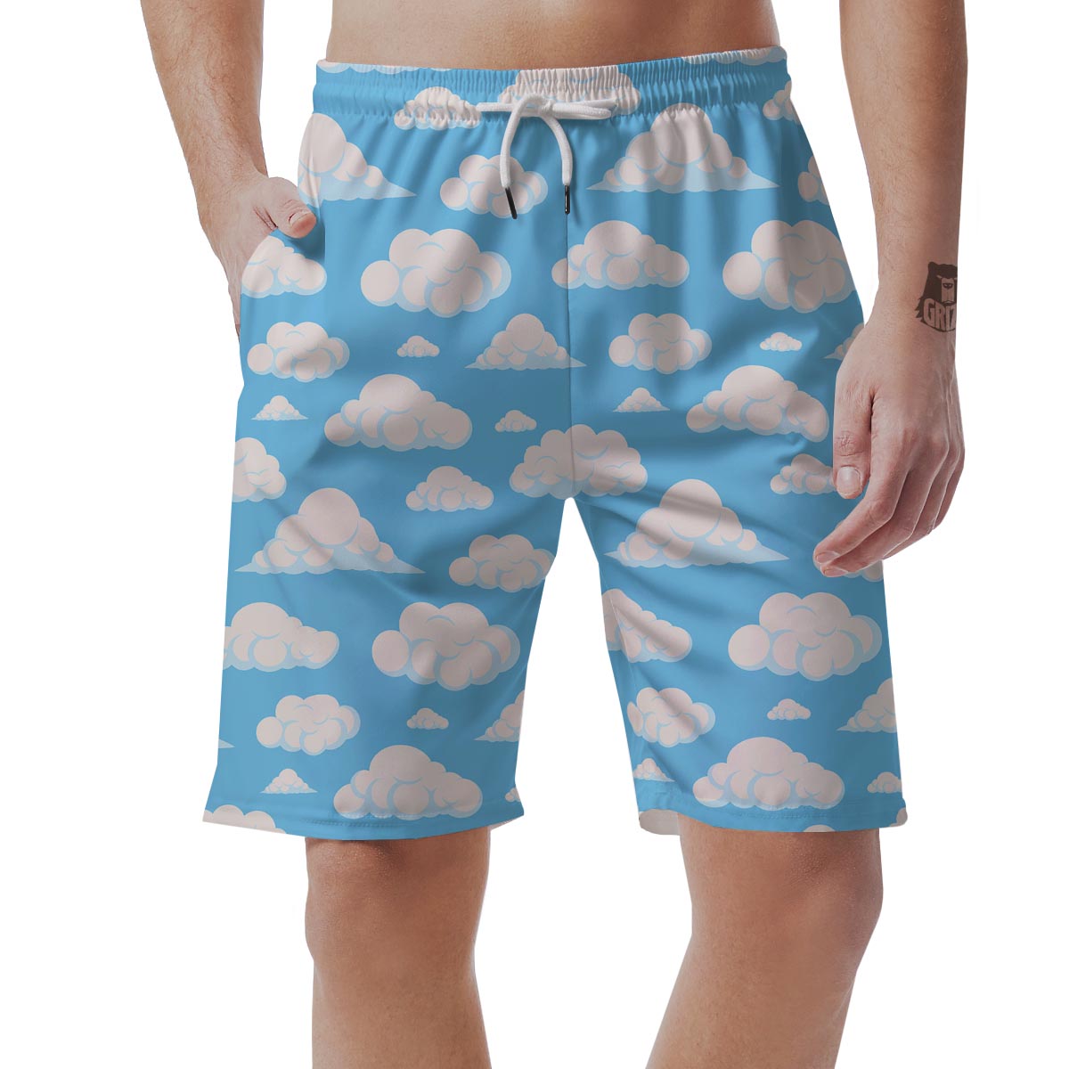 Cloud Sky Print Pattern Men's Shorts-grizzshop