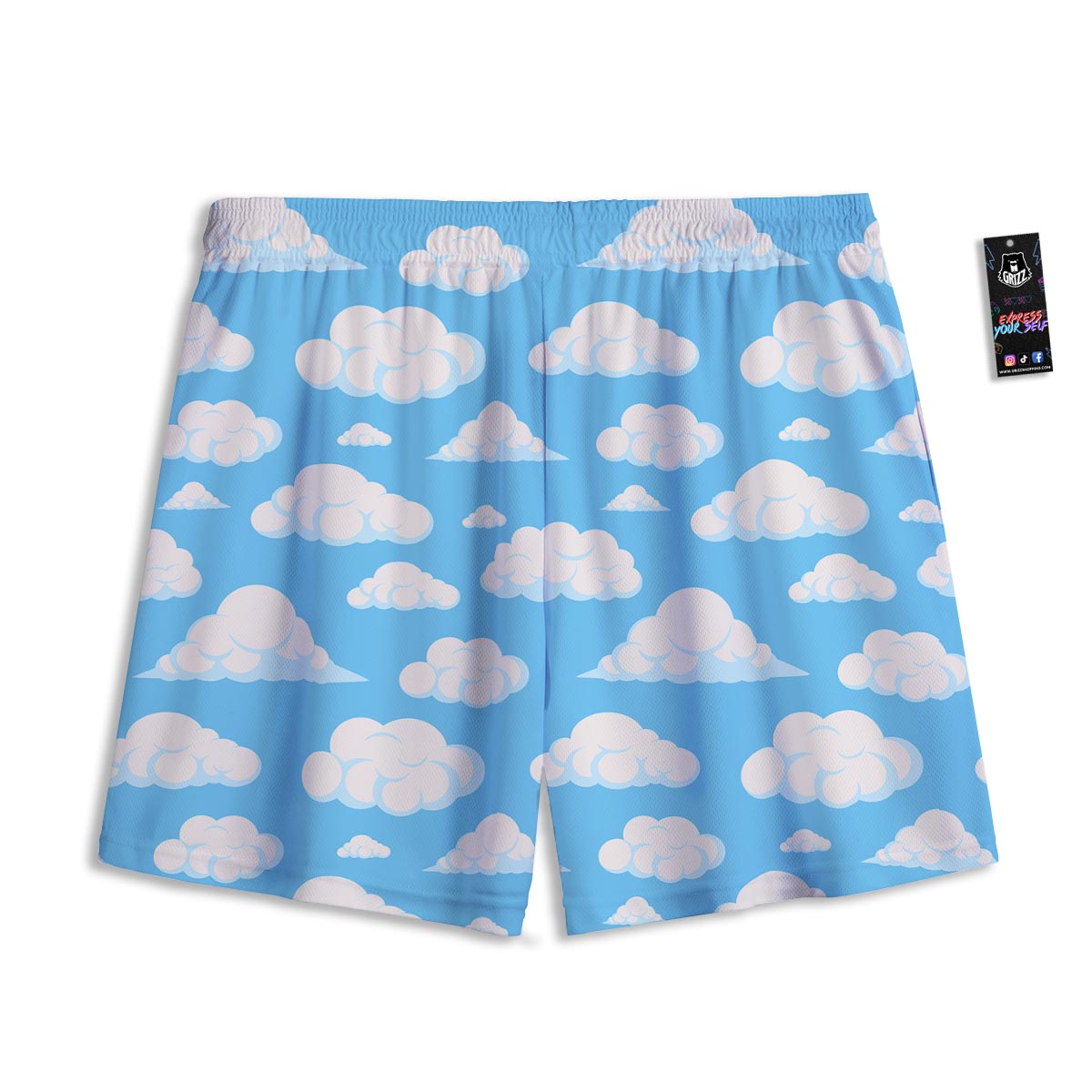 Cloud Sky Print Pattern Mesh Shorts-grizzshop