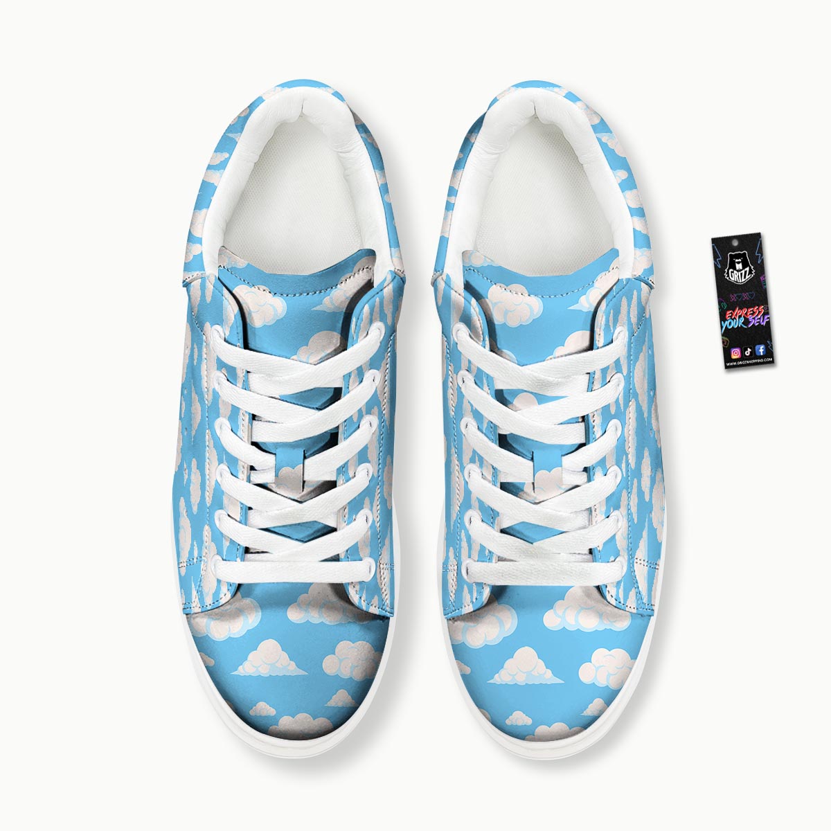 Cloud Sky Print Pattern Platform Shoes-grizzshop
