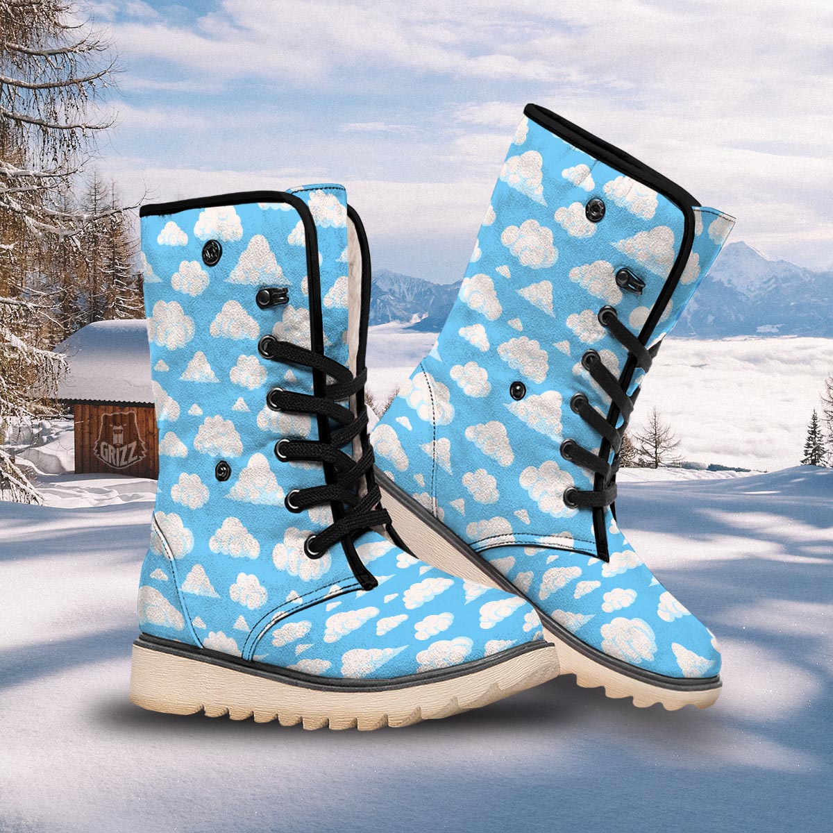 Cloud Sky Print Pattern Snow Boots-grizzshop