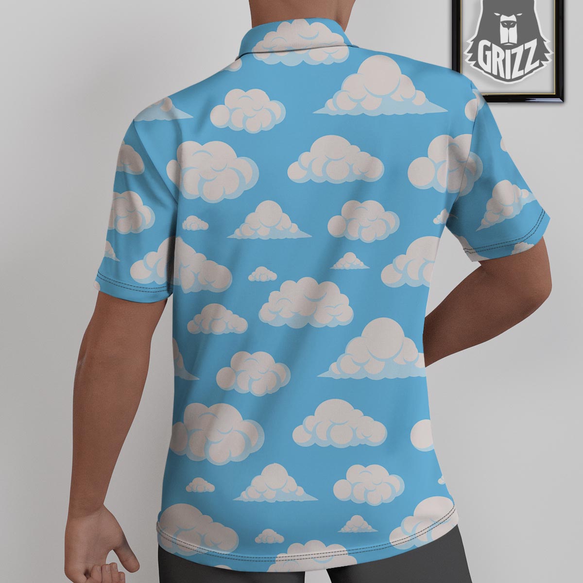 Cloud Sky Print Pattern Untucked Shirts-grizzshop