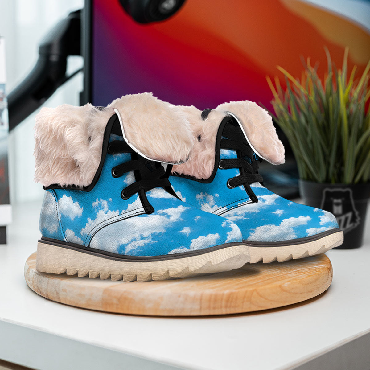 Cloud Sky Print Snow Boots-grizzshop
